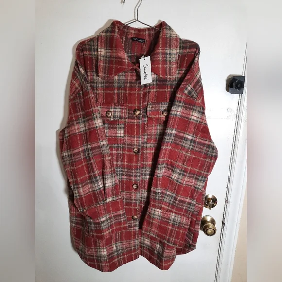 Oversized Button Up Polyester Wool Blend Shacket Coat Size Xl. - Picture 11 of 17